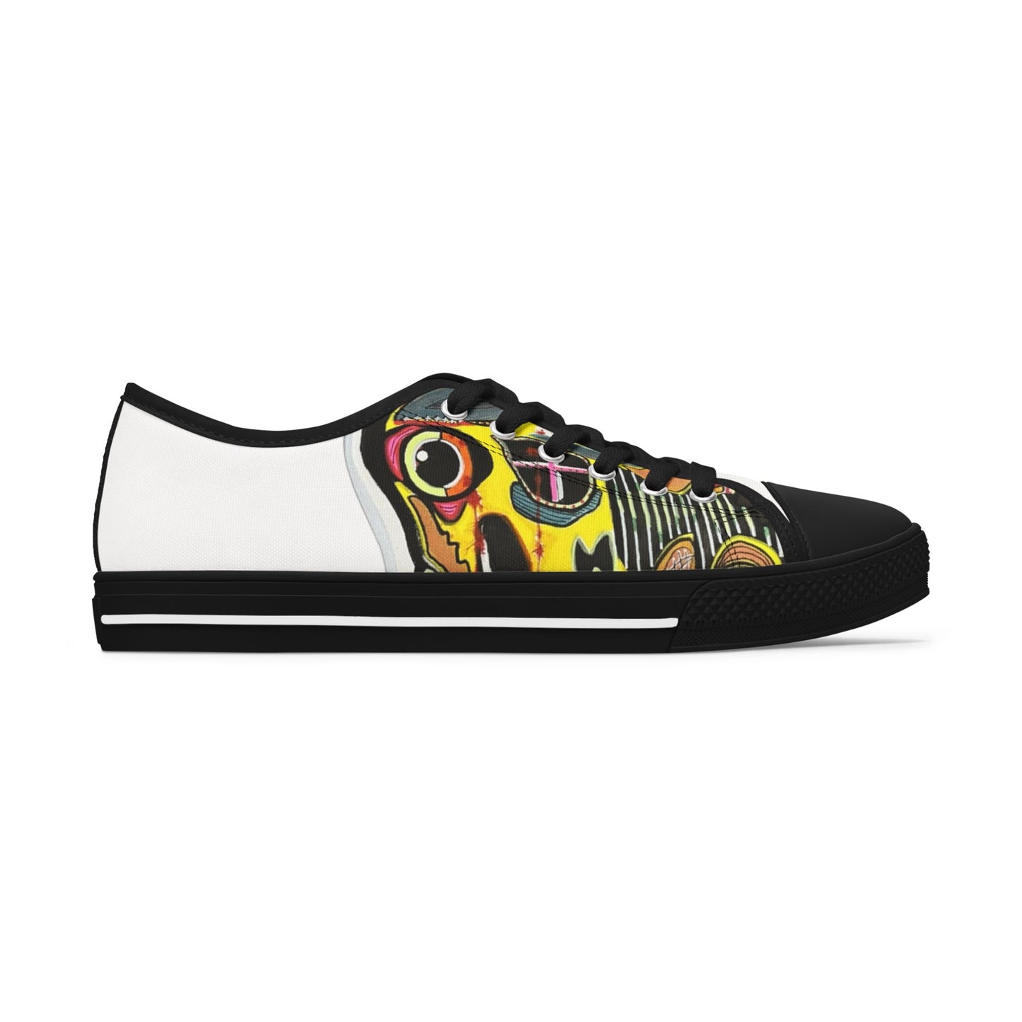 Women's Low Top Sneakers —INFECTED. Vibrant Abstract Skull Art Print