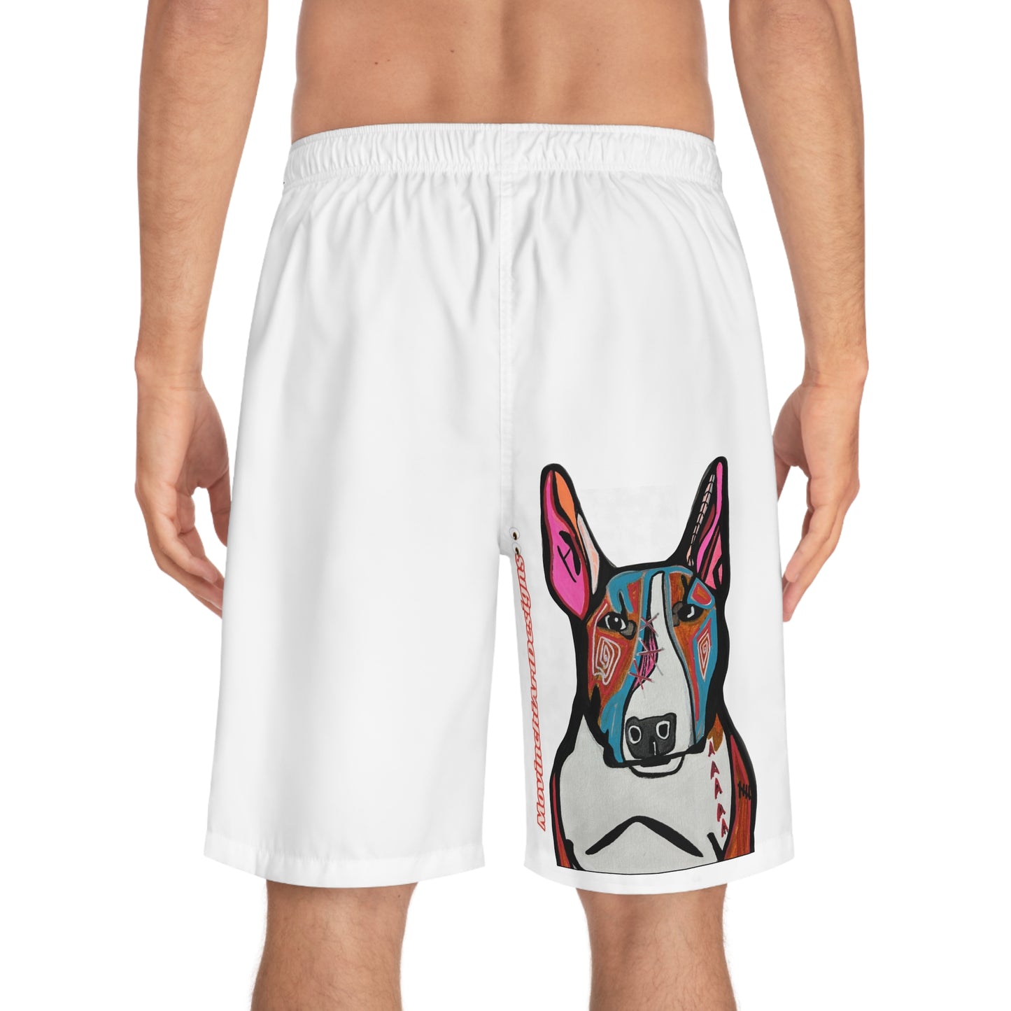 MR. Bull Terrier Swim Shorts — Colorful Pop Art Dog Board Shorts