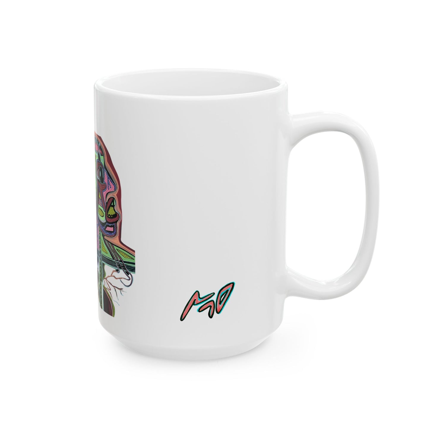 HEART ATTACK Abstract Psychedelic Skull Ceramic Mug — Colorful Anatomical Art (11oz & 15oz)