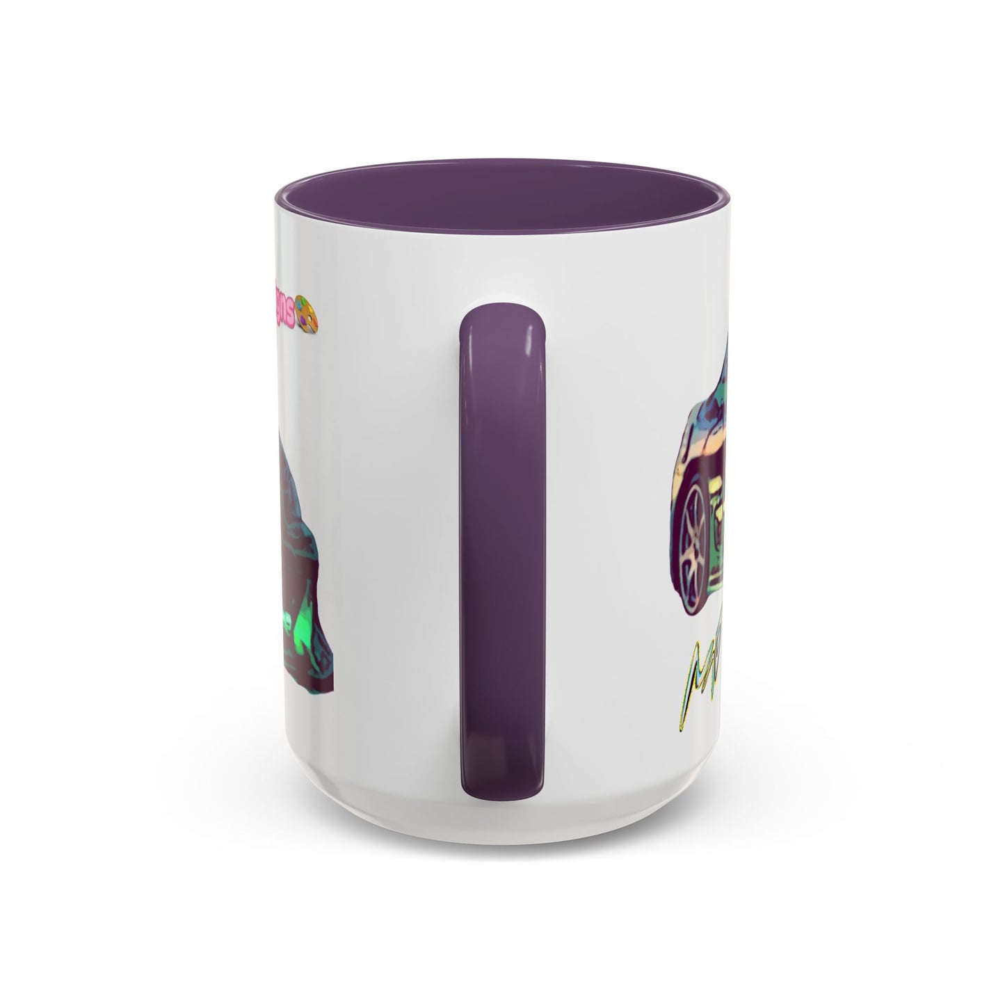 Coffee Mug —ECLIPSE Neon Sports Car Design with "MovinchiArtDesigns" Logo