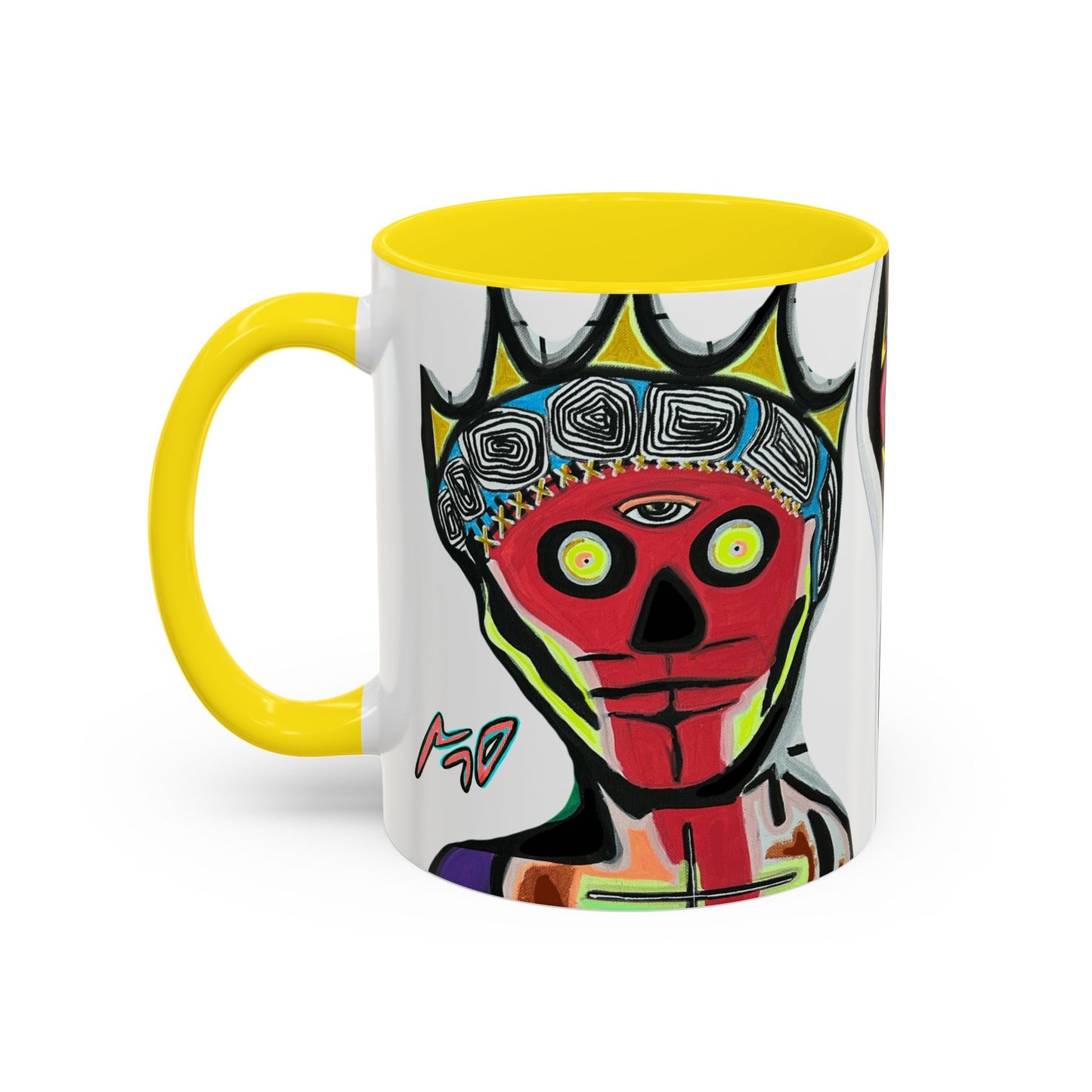 INFECTED KING.  Skull Pop Art Coffee Mug — Colorful Day of the Dead Accent Mug