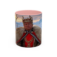 KING OF THE WORLD Royal Portrait Accent Coffee Mug – King in Fur Coat Design (11/15oz)