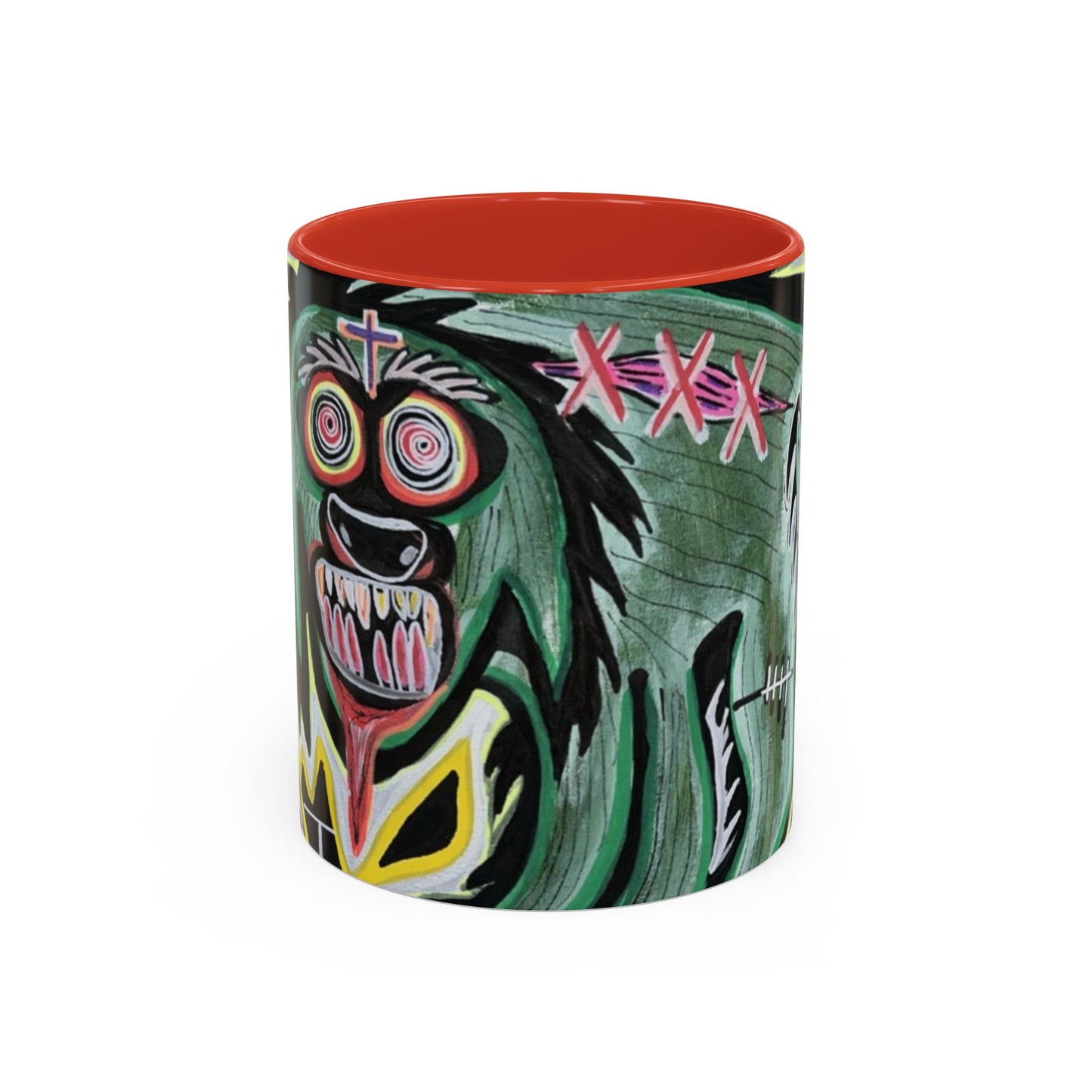 CHUPACABRAS.  Green Monster Art Coffee Mug — Spooky Neon Creature Accent Mug (11/15oz)