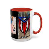 Puerto Rico Flag Coffee Mug — Rustic Street Art Accent Mug (11/15 oz)