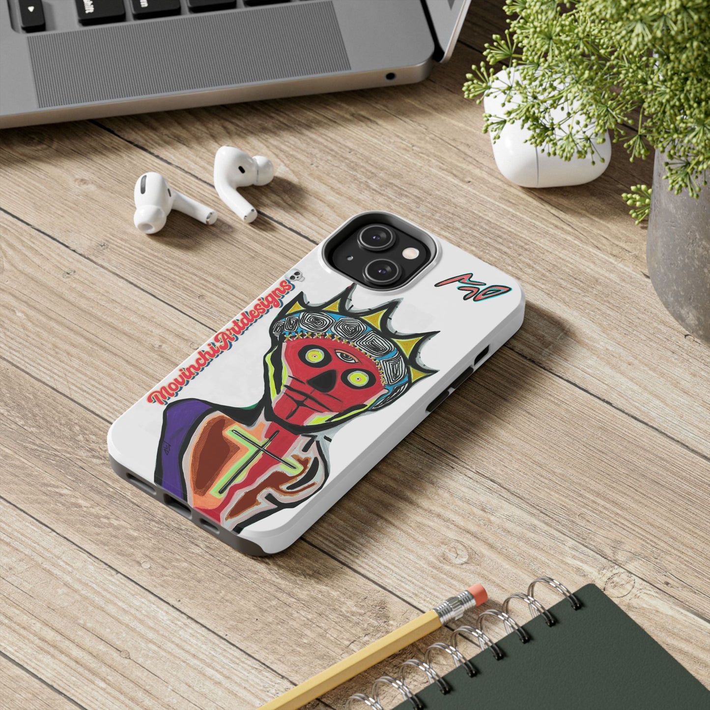 Artistic Crown KING GRAY  Skull Tough Phone Case — Colorful Abstract Guardian Design