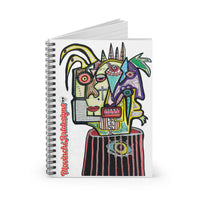 Abstract THE PERFECT Art Spiral Notebook — Colorful Hand-Drawn Face Design (Ruled)