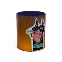 Colorful Doberman Accent Coffee Mug — Vibrant Dog Portrait Ceramic Mug (11/15oz)