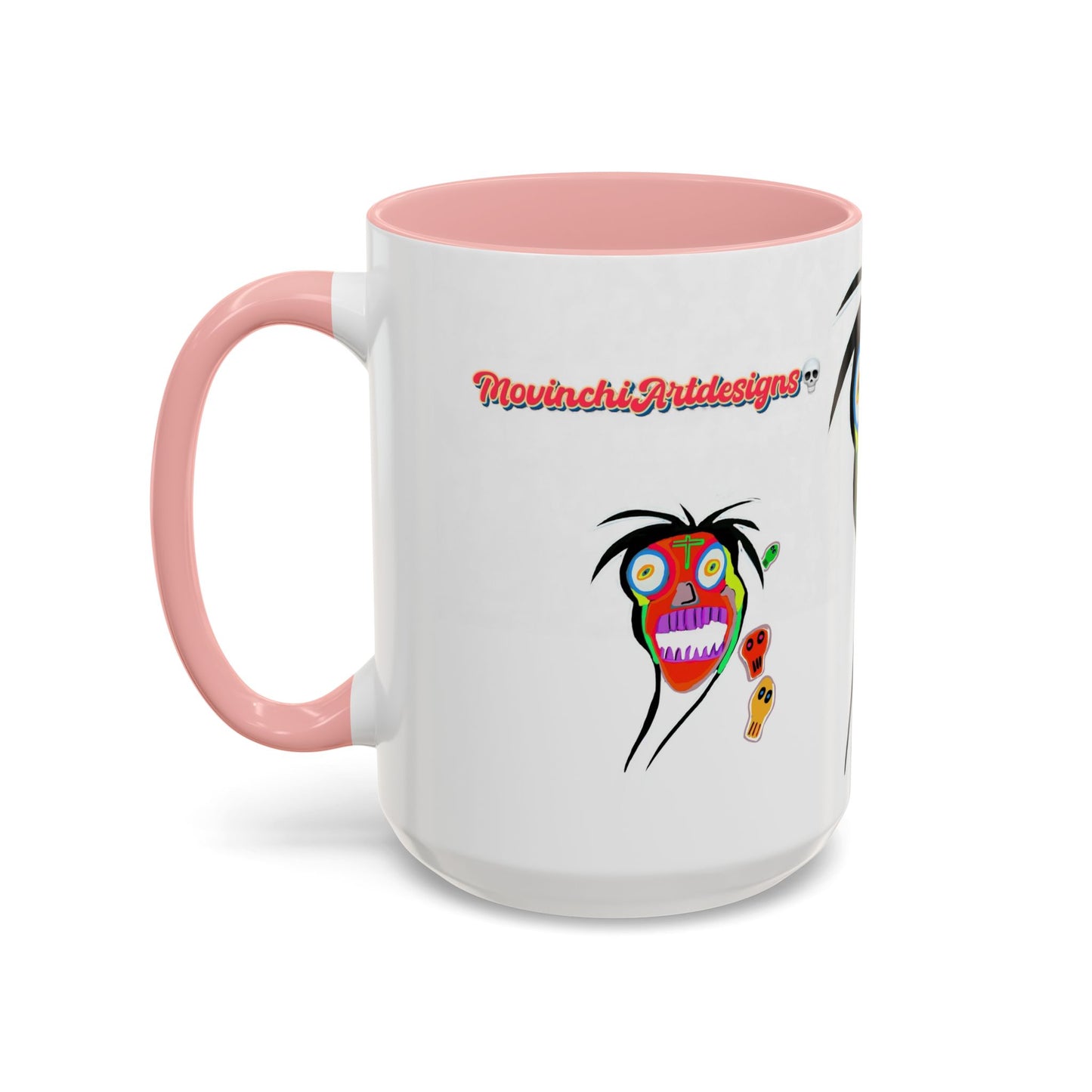 Skullface Accent Coffee Mug — Colorful Day of the Dead Pop Art (11/15oz)