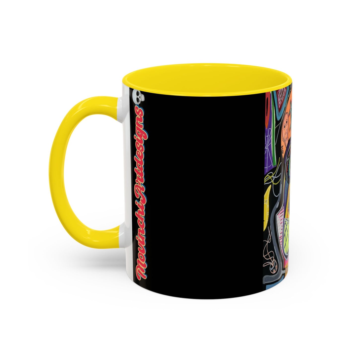 Colorful Neon OVERTHINKING  Skull Coffee Mug — Vibrant Abstract Day of the Dead Accent Mug