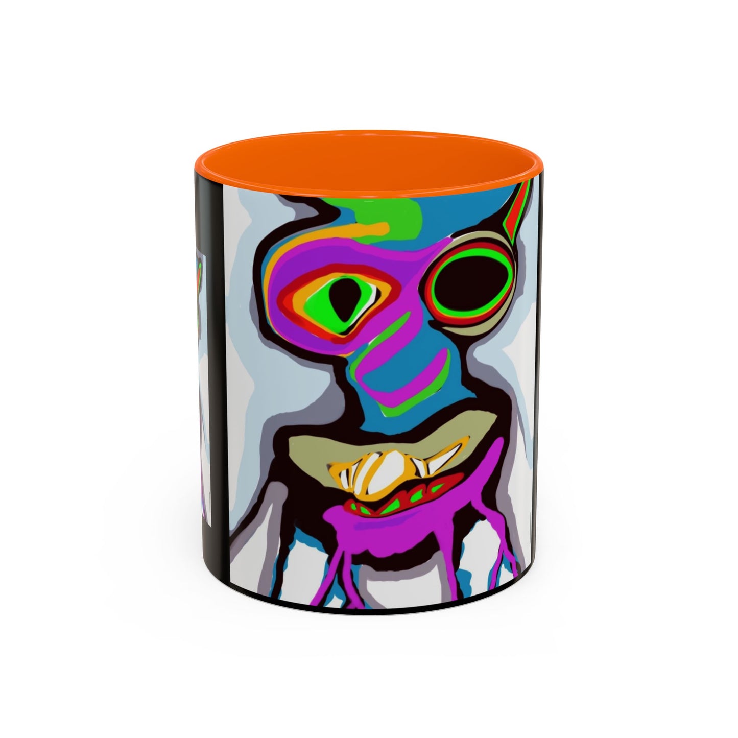 Abstract Alien Art Coffee Mug — Colorful Surreal Creature Accent Mug