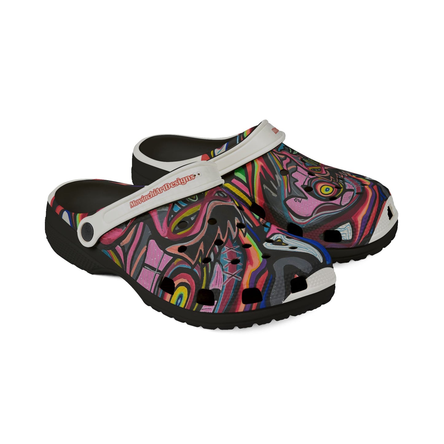 Colorful Abstract CRAZY   Foam Clogs — Vibrant All-Over-Print Slip-On Shoes