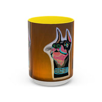 Colorful Doberman Accent Coffee Mug — Vibrant Dog Portrait Ceramic Mug (11/15oz)