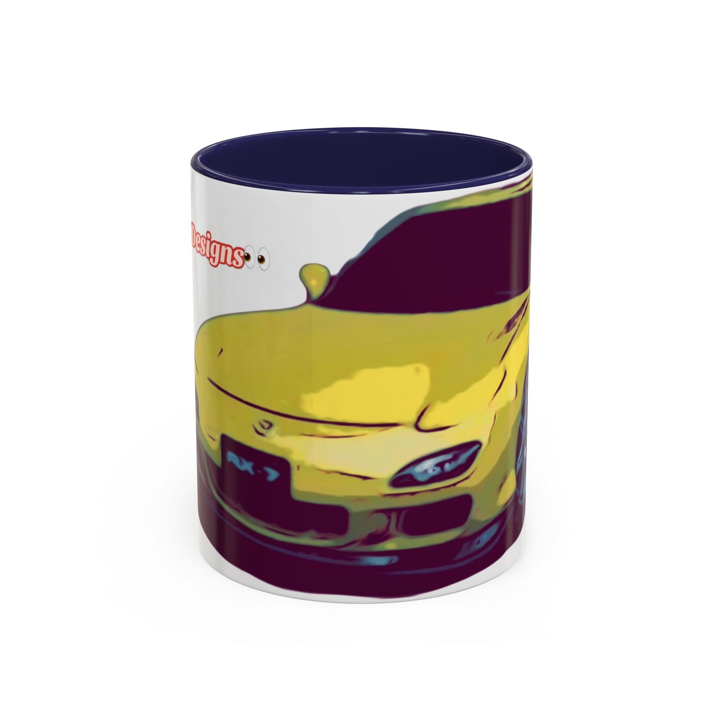 RX7  Coffee Mug — Yellow Sports Car Illustration Accent Mug
