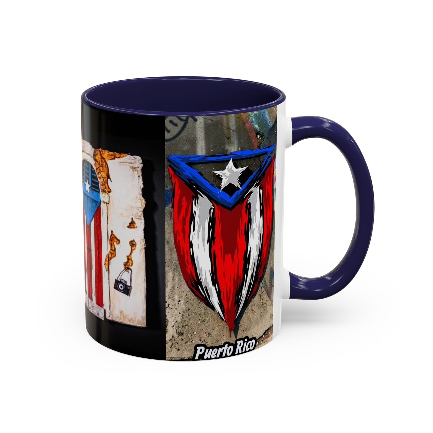 Puerto Rico Flag Coffee Mug — Rustic Street Art Accent Mug (11/15 oz)