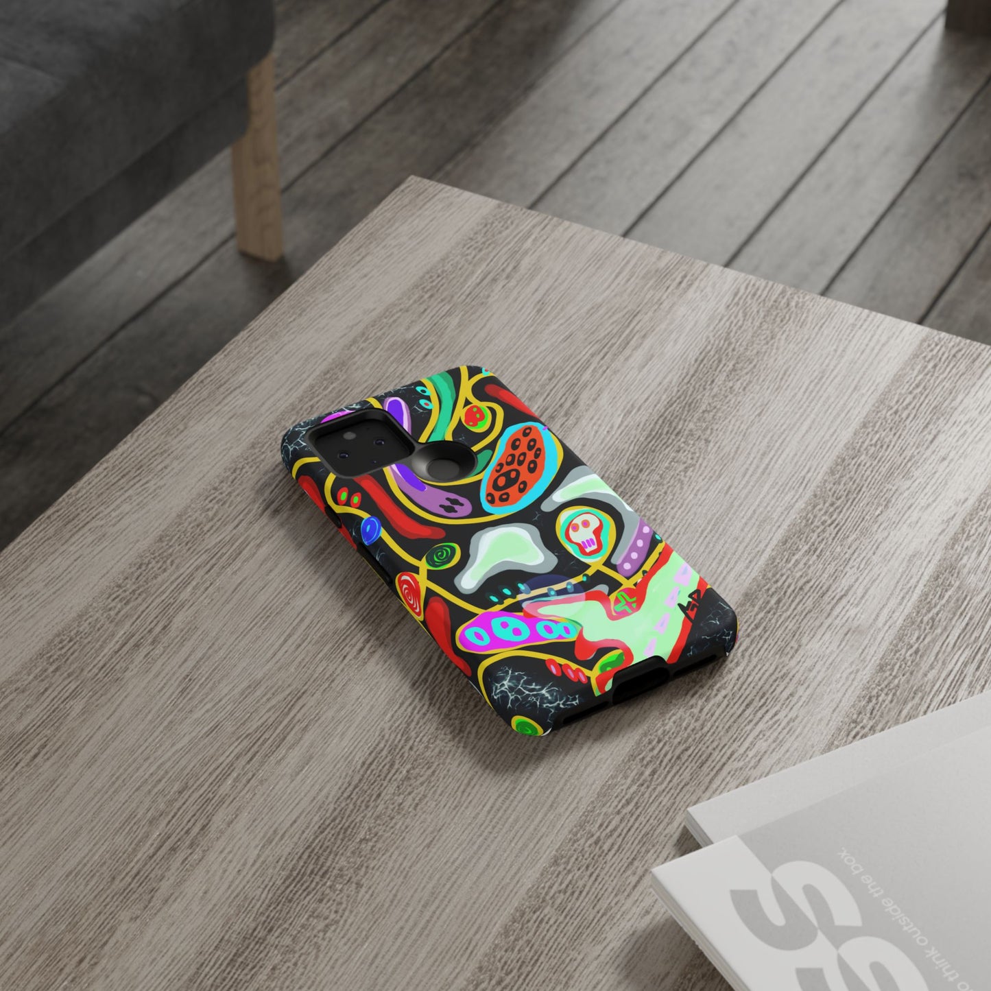 CRAZY4  Abstract Neon Skull Phone Case — Colorful Psychedelic Protective Cover