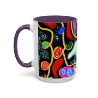 CRAZY2.0  Accent Mug — Colorful Neon Skull Abstract Coffee Cup