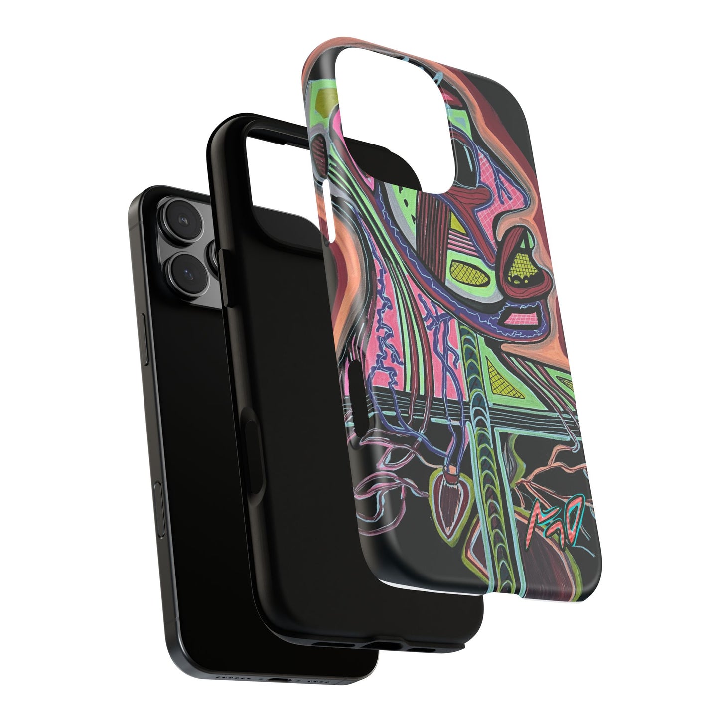 HEART ATTACK Abstract Neon Face Tough Phone Case – Vibrant Art Phone Cover