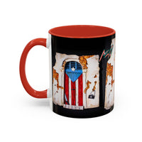 Puerto Rico Flag Door Accent Coffee Mug — Vintage Rustic Boricua Pride (11/15oz)