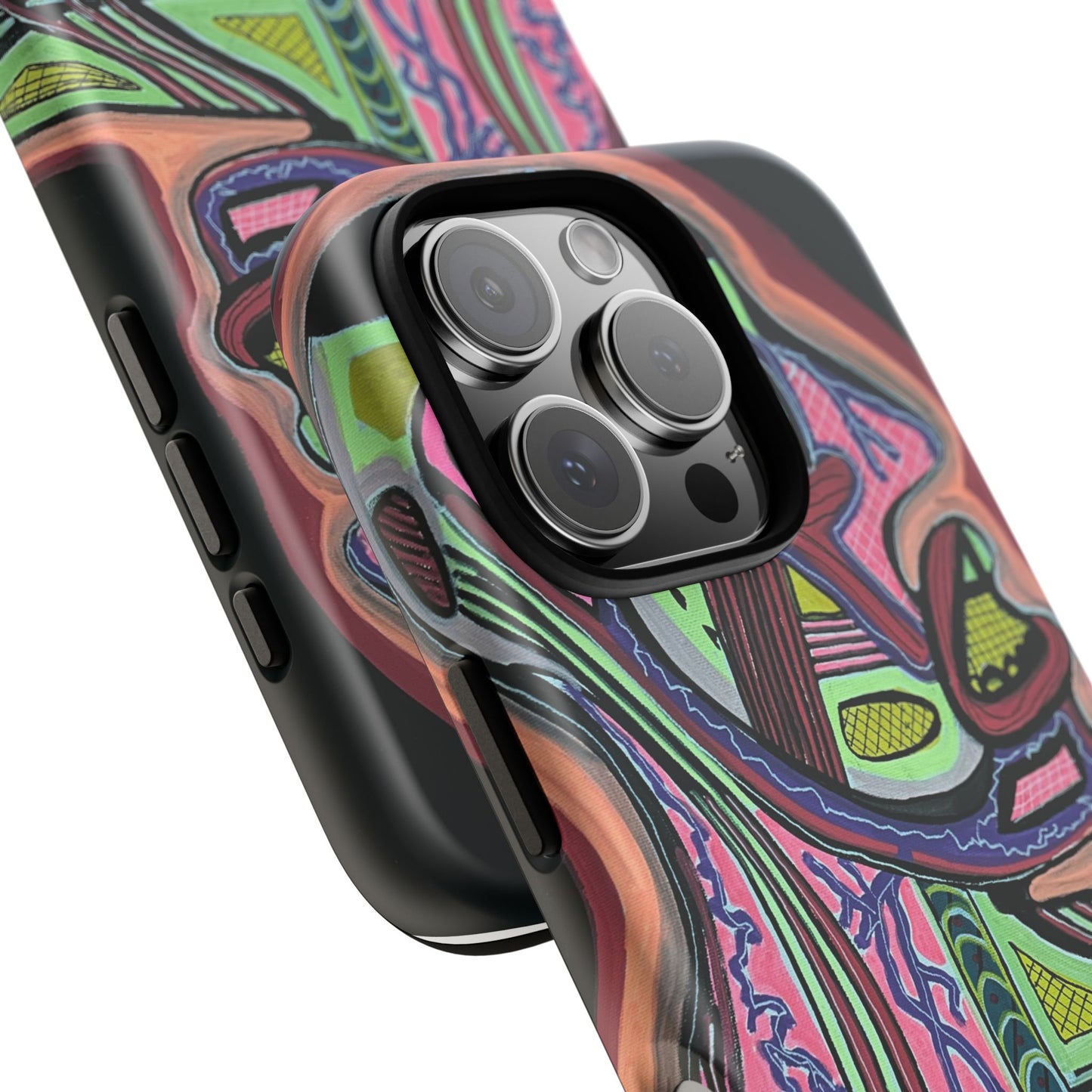 HEART ATTACK Abstract Neon Face Tough Phone Case – Vibrant Art Phone Cover