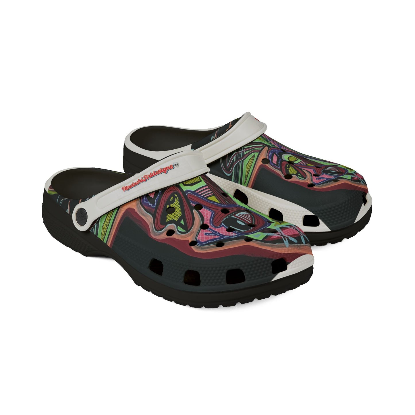 HEART ATTACK  Abstract Neon Clog Shoes – Colorful Psychedelic EVA Foam Clogs
