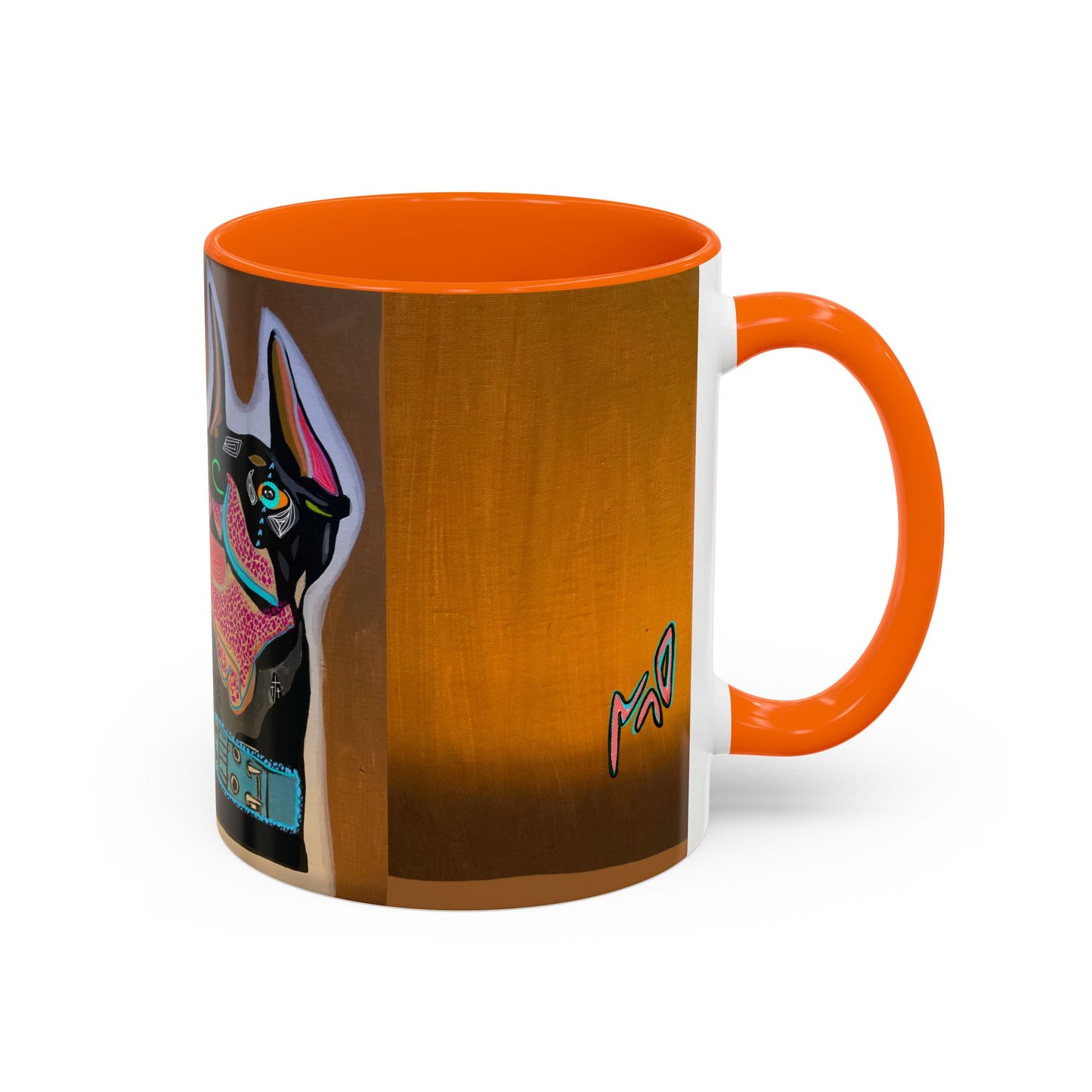 Colorful Doberman Accent Coffee Mug — Vibrant Dog Portrait Ceramic Mug (11/15oz)