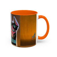 Colorful Doberman Accent Coffee Mug — Vibrant Dog Portrait Ceramic Mug (11/15oz)