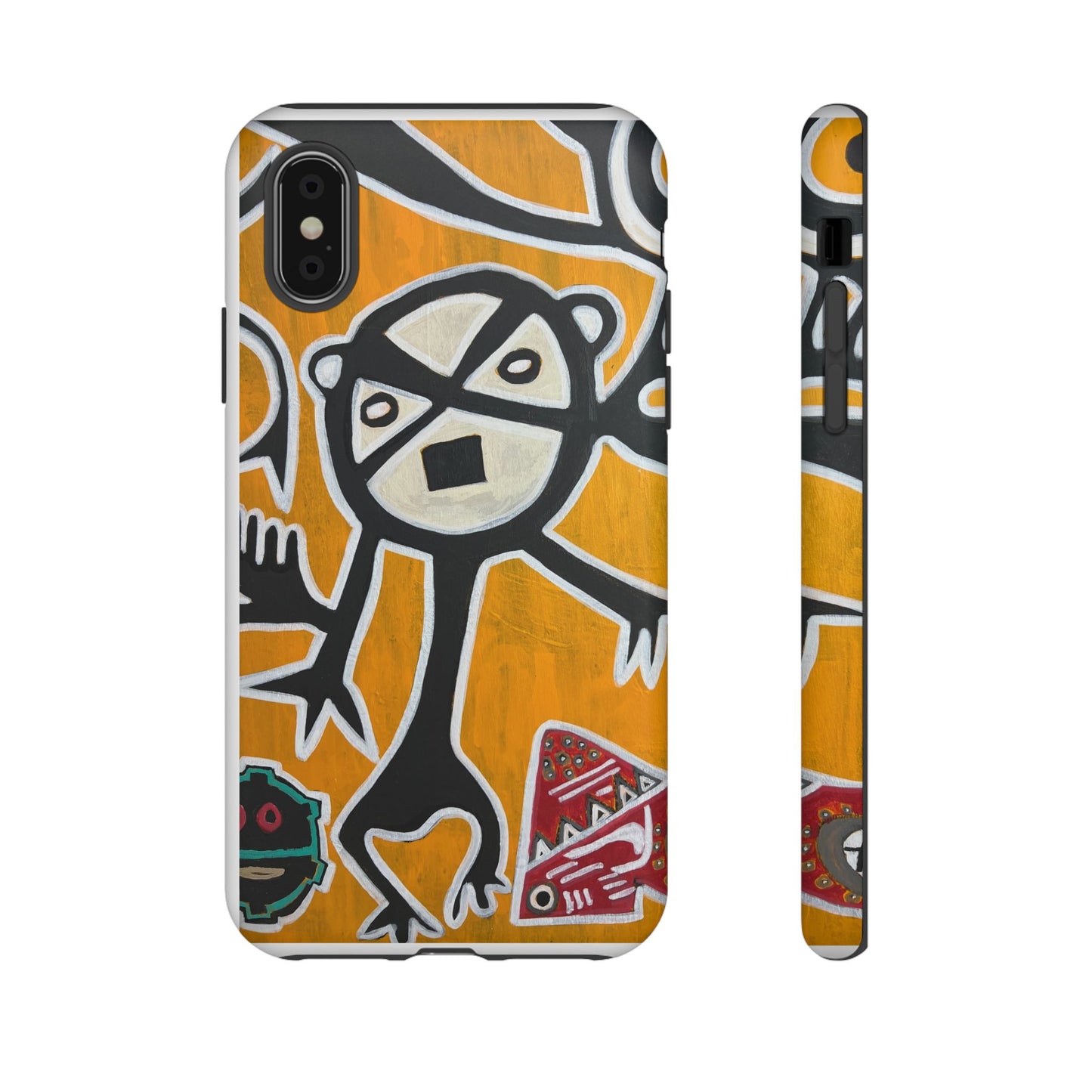 Abstract TAINO  Tribal Art Phone Case – Bold Orange Graphic Protective Cover