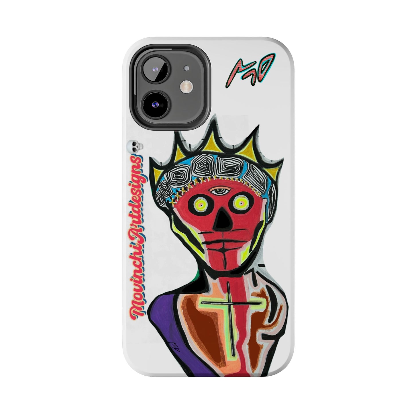 Artistic Crown KING GRAY  Skull Tough Phone Case — Colorful Abstract Guardian Design