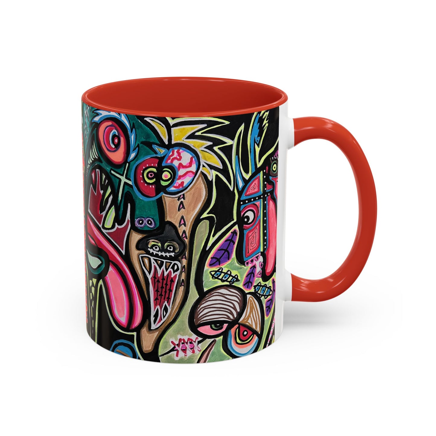 Abstract Neon DEPRESSION2.0   Monster Coffee Mug — Colorful Surreal Art Accent Mug (11/15oz)