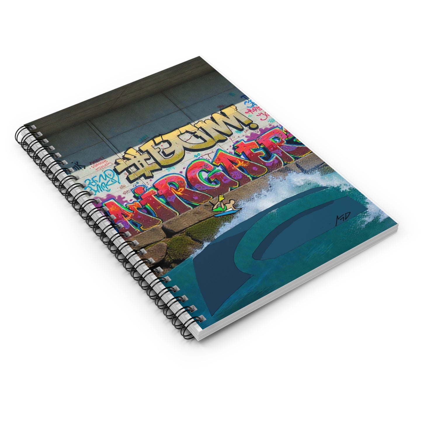 AERIAL Graffiti Surf Spiral Notebook — Ruled Journal for Skate, Surf & Street Art Fans