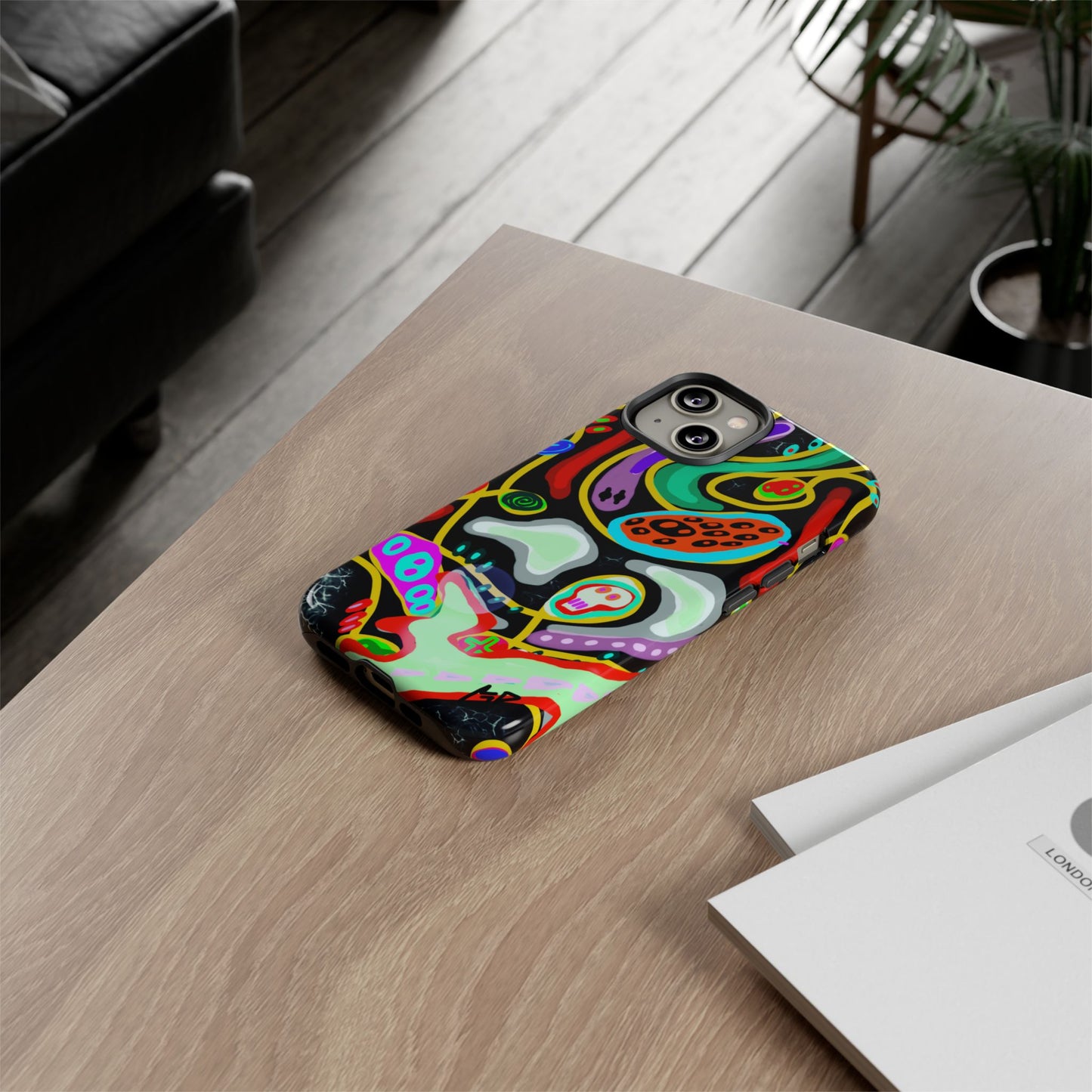 CRAZY4  Abstract Neon Skull Phone Case — Colorful Psychedelic Protective Cover