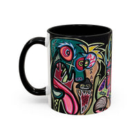 Abstract Neon DEPRESSION2.0   Monster Coffee Mug — Colorful Surreal Art Accent Mug (11/15oz)