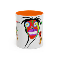 Skullface Accent Coffee Mug — Colorful Day of the Dead Pop Art (11/15oz)