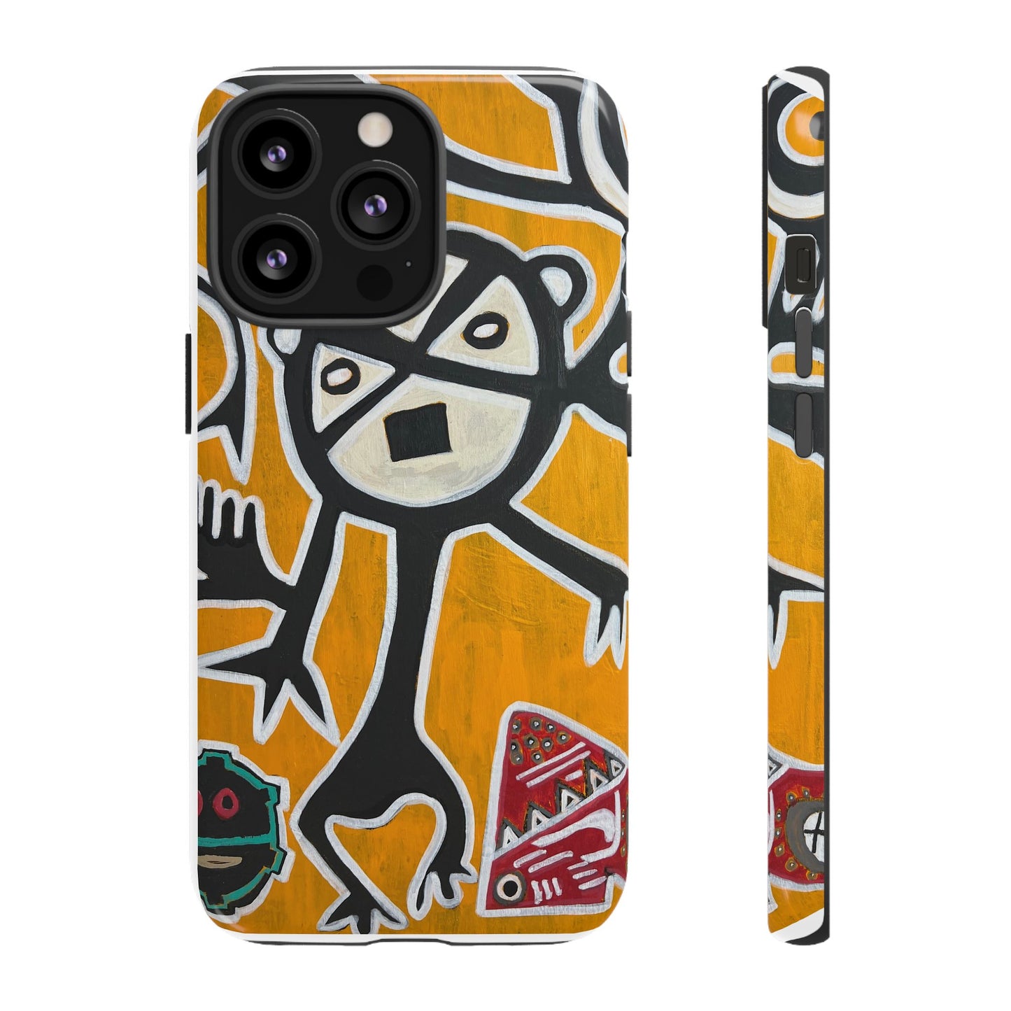Abstract TAINO  Tribal Art Phone Case – Bold Orange Graphic Protective Cover