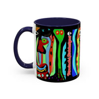 CRAZY.   Neon Face Accent Coffee Mug – Colorful Psychedelic Art Ceramic Mug