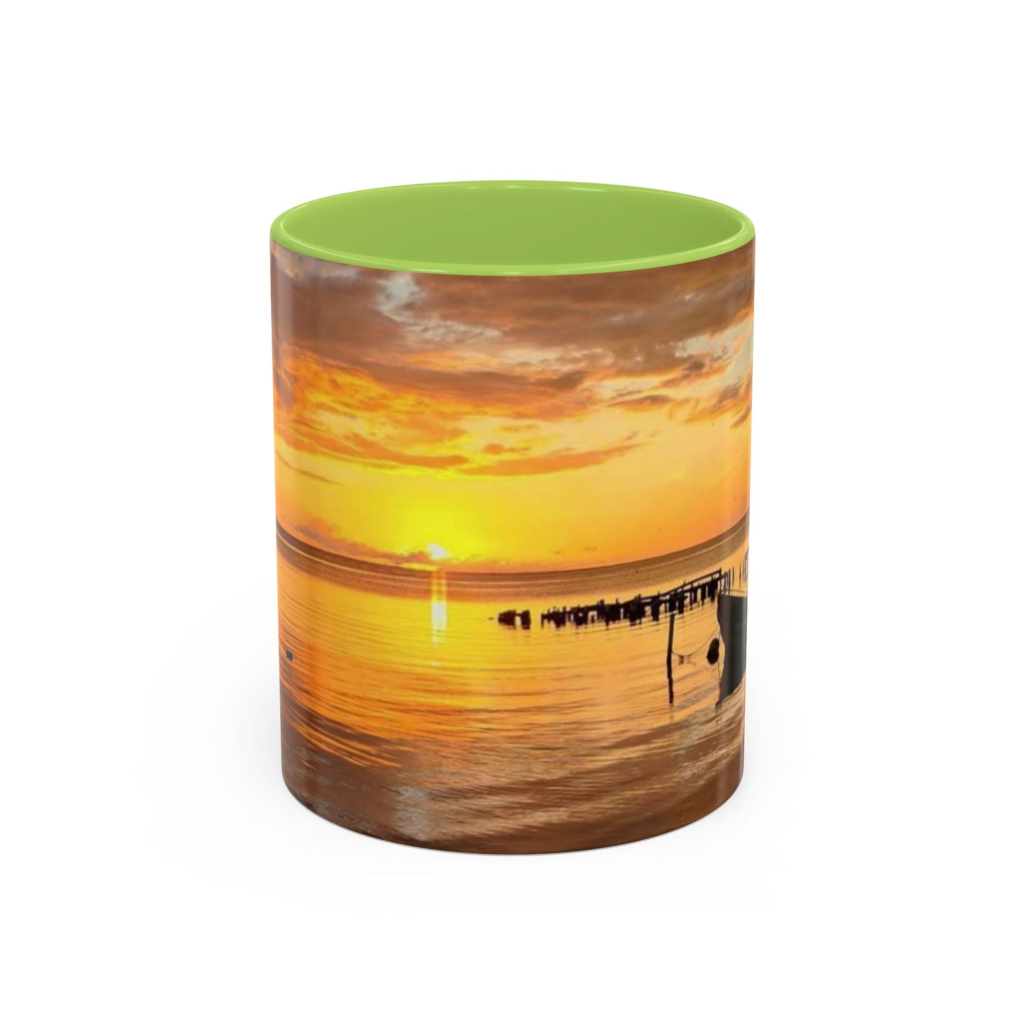 Sunset Harbor Coffee Mug — Golden Beach Sunrise Accent Mug (11/15oz)