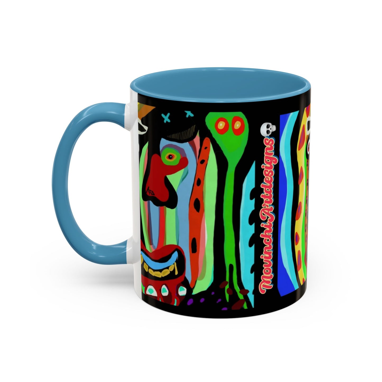 CRAZY.   Neon Face Accent Coffee Mug – Colorful Psychedelic Art Ceramic Mug