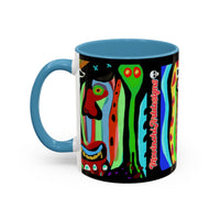 CRAZY.   Neon Face Accent Coffee Mug – Colorful Psychedelic Art Ceramic Mug