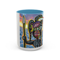 Surreal VINCENT Tribal Warrior Accent Coffee Mug — Colorful Skull Art 11/15oz