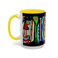 CRAZY.   Neon Face Accent Coffee Mug – Colorful Psychedelic Art Ceramic Mug