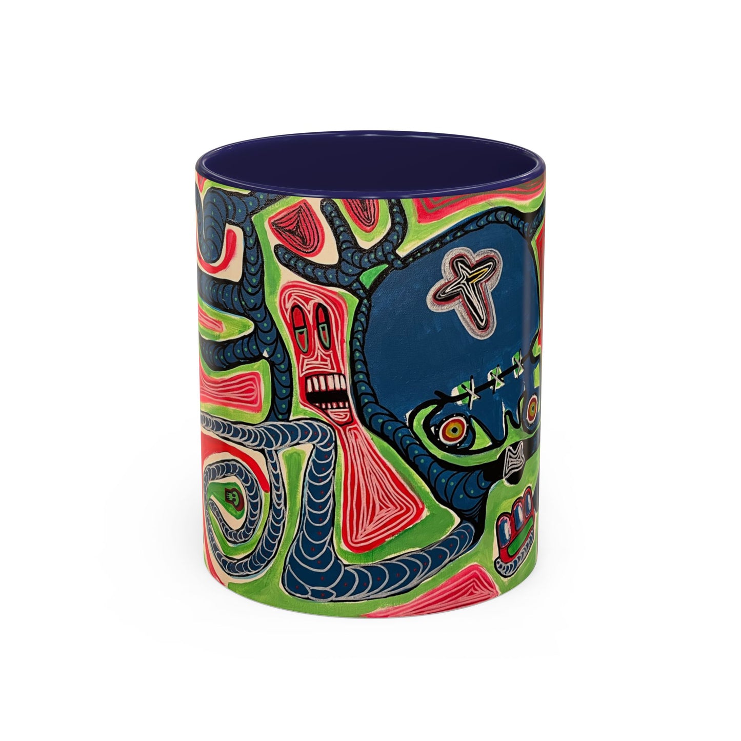 AFTER LIFE.  Abstract Tribal Art Coffee Mug — Colorful Surreal Accent Mug