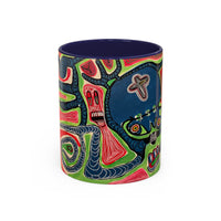 AFTER LIFE.  Abstract Tribal Art Coffee Mug — Colorful Surreal Accent Mug