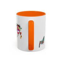 Colorful Tribal Mask Coffee Mug — Vibrant Skull Art Accent Mug (11/15oz)