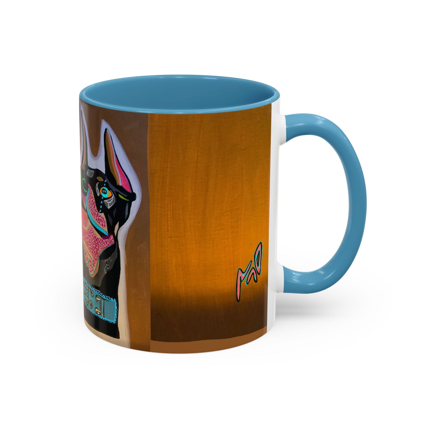 Colorful Doberman Accent Coffee Mug — Vibrant Dog Portrait Ceramic Mug (11/15oz)