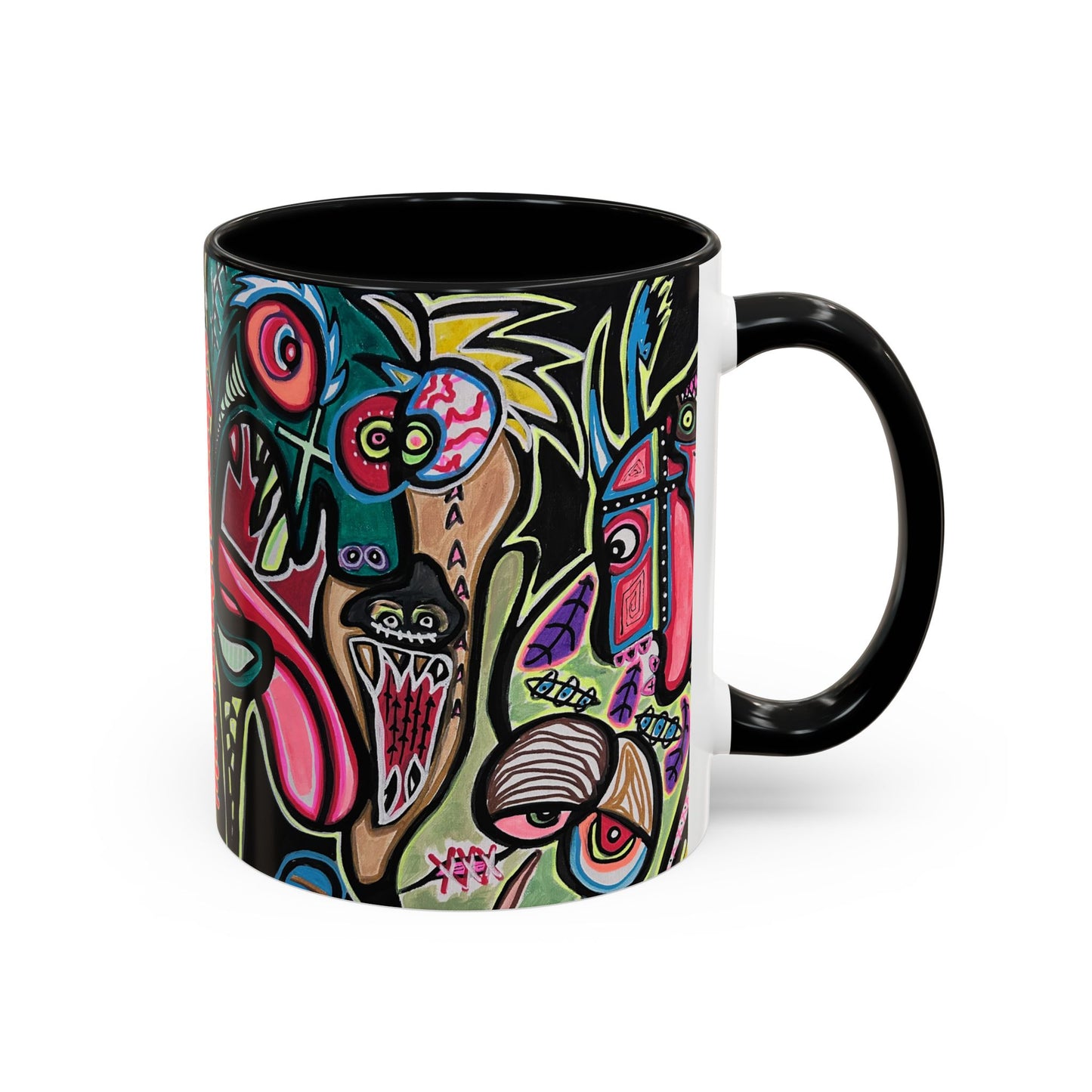 Abstract Neon DEPRESSION2.0   Monster Coffee Mug — Colorful Surreal Art Accent Mug (11/15oz)