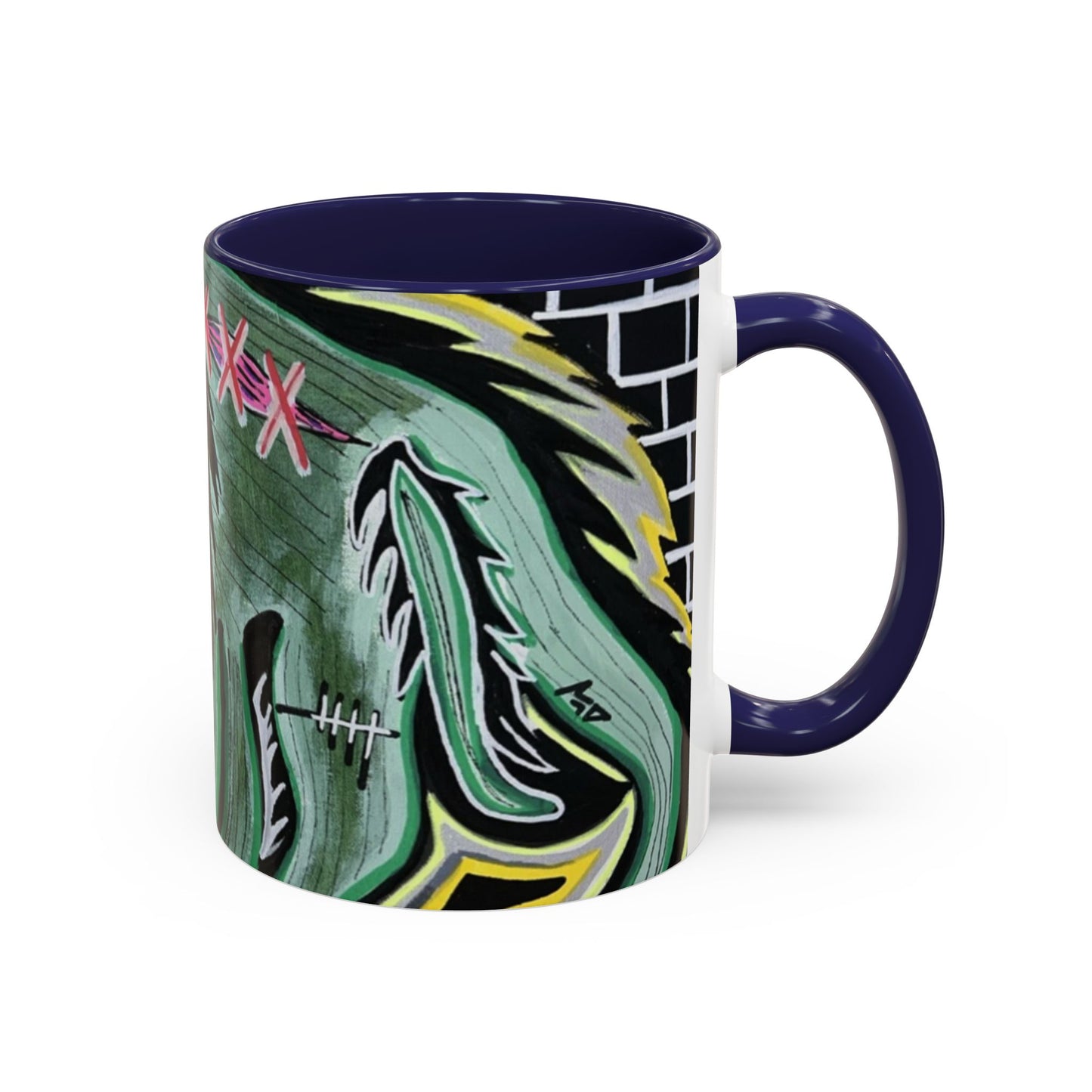CHUPACABRAS.  Green Monster Art Coffee Mug — Spooky Neon Creature Accent Mug (11/15oz)