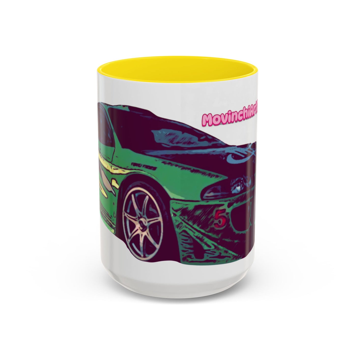 Coffee Mug —ECLIPSE  Neon Sports Car Design with "MovinchiArtDesigns" Logo