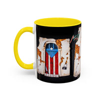 Puerto Rico Flag Door Accent Coffee Mug — Vintage Rustic Boricua Pride (11/15oz)