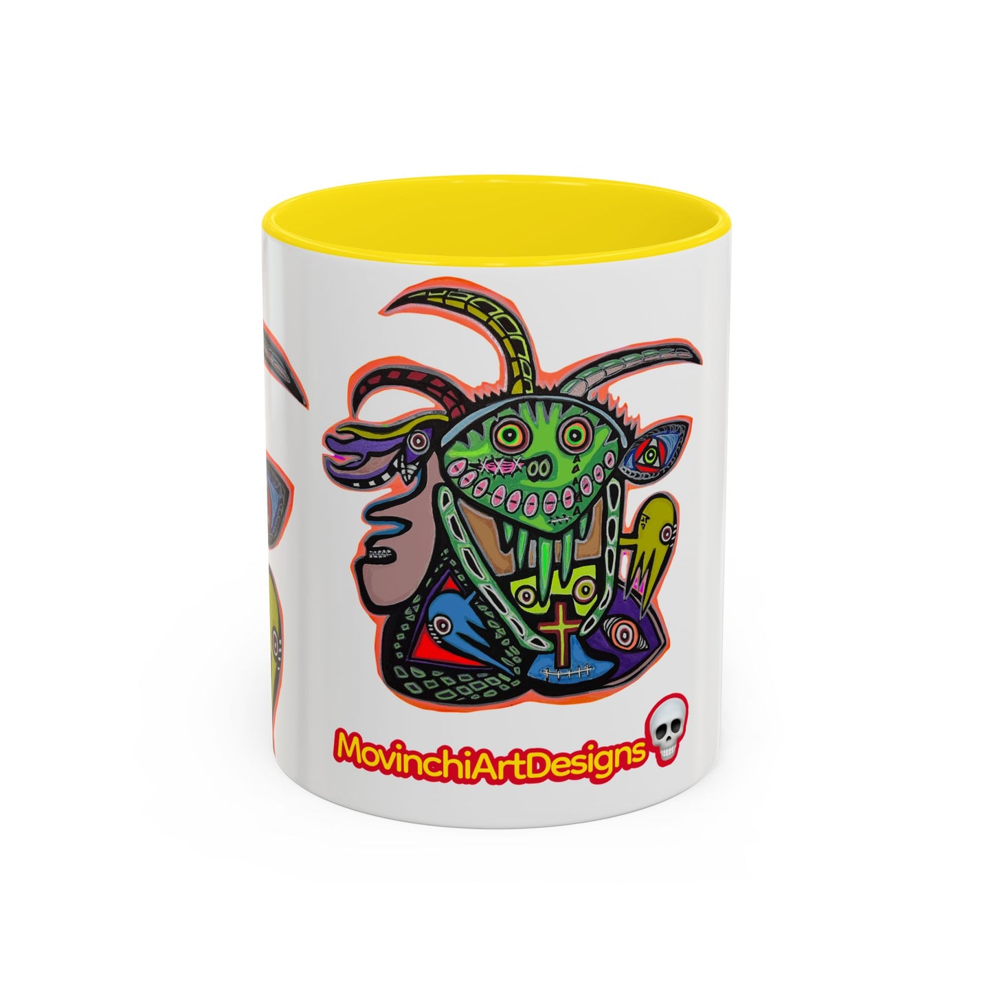 Colorful RYDER.   Abstract Jester Accent Coffee Mug — MovinchiArtDesigns