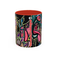 Abstract Neon DEPRESSION2.0   Monster Coffee Mug — Colorful Surreal Art Accent Mug (11/15oz)